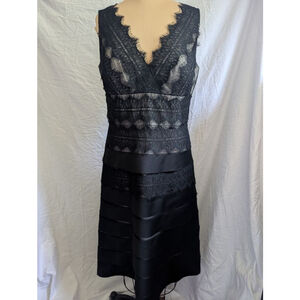 JS Collections Black Eyelash‎ Lace Overlay Sleeveless Cocktail Dress Women Sz 10